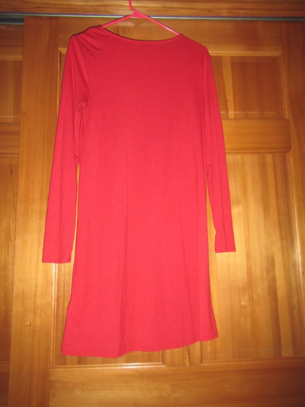 POPSUGAR Red Ribbed Long Sleeve Swing Mini Dress • Size S